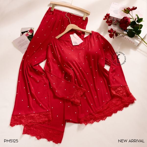  Bộ thun dài chấm bi đệm ngực mỏng PM5125 