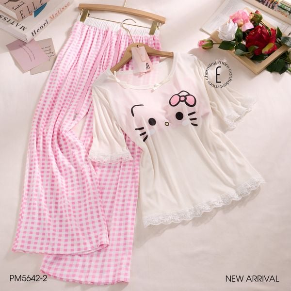  Kitty Set PM5642-2, Bộ thun dài 3 chi tiết 