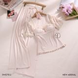  Berry Set PM5715-2 , Bộ thun dài phối ren đệm ngực mỏng 