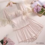  Berry Set PM5715 , Bộ thun ngắn phối ren đệm ngực mỏng 