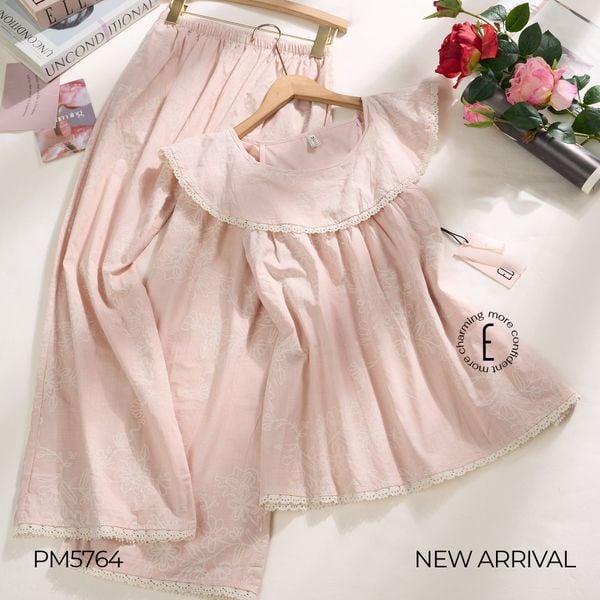  BỘ NGỦ THÔ BÈO CỔ THÊU HOA PM5764 