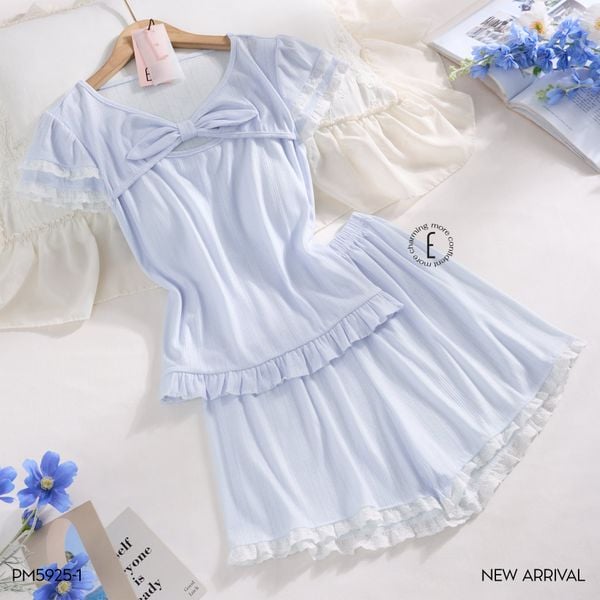  Simply Set PM5925 , Bộ thun ngắn nơ ngực màu xanh 
