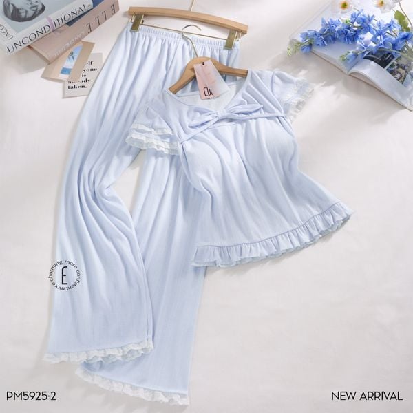  Simply Set PM5925 , Bộ thun dài nơ ngực phối ren 