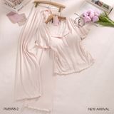  Belle Set PM5998-2 , Bộ thun dài phối ren đệm ngực mỏng 