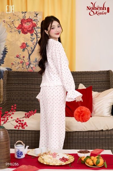  Xuân Nghênh - PM6286 - Bộ thô dài phối ren hình trái tim đỏ 