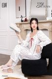  Pyjama lụa dây nơ đỏ PM6584 