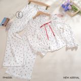  Pyjama lụa dây nơ đỏ PM6584 