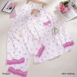  Pyjama dài lụa satin phối ren PM6620 