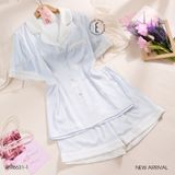  Pyjama ngắn lụa hình tim PM6631-1 