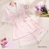  Pyjama ngắn lụa hình tim PM6631-1 