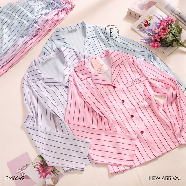  Pyjama sọc lụa satin mềm PM6649 