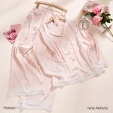  Pyjama dài lụa satin viền ren PM6683 