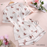  Mallow PM6726-1, Bộ pyjama lụa ngắn hình gấu 