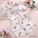  Mallow PM6726-1, Bộ pyjama lụa ngắn hình gấu 