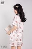  Mallow PM6726-1, Bộ pyjama lụa ngắn hình gấu 