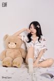  Mallow PM6726-1, Bộ pyjama lụa ngắn hình gấu 