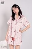  Bisou PM6747-1, Bộ pyjama lụa ngắn hình trái tim 