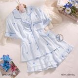  Bisou PM6747-1, Bộ pyjama lụa ngắn hình trái tim 