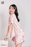  Bisou PM6747-1, Bộ pyjama lụa ngắn hình trái tim 