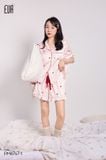  Bisou PM6747-1, Bộ pyjama lụa ngắn hình trái tim 