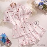  Bisou PM6747-1, Bộ pyjama lụa ngắn hình trái tim 