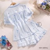  Bisou PM6747-1, Bộ pyjama lụa ngắn hình trái tim 