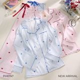  BỘ LỤA DÀI MẶC NHÀ LIGNE PM6747 KẺ SỌC 