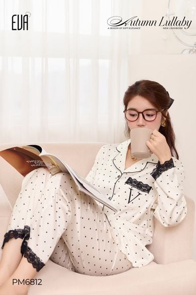  BỘ PYJAMA LỤA SATIN VIỀN PHỐI REN CHANTILLY PM6812 