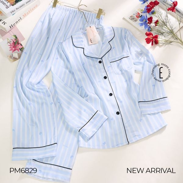  PYJAMA KẺ SỌC HOẠ TIẾT CHỮ PM6829 