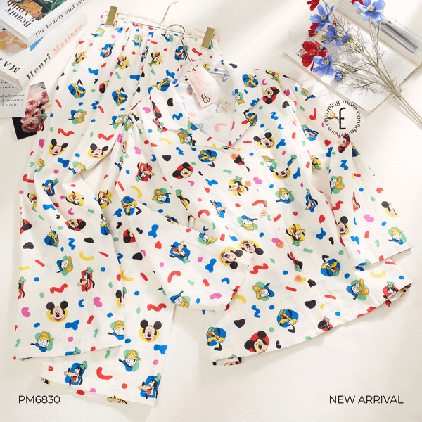  BỘ PAJAMA THÔ DÀI HỌA TIẾT HOẠT HÌNH PM6830 