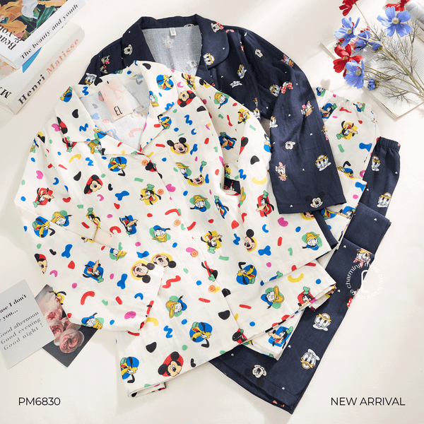  BỘ PAJAMA THÔ DÀI HỌA TIẾT HOẠT HÌNH PM6830 