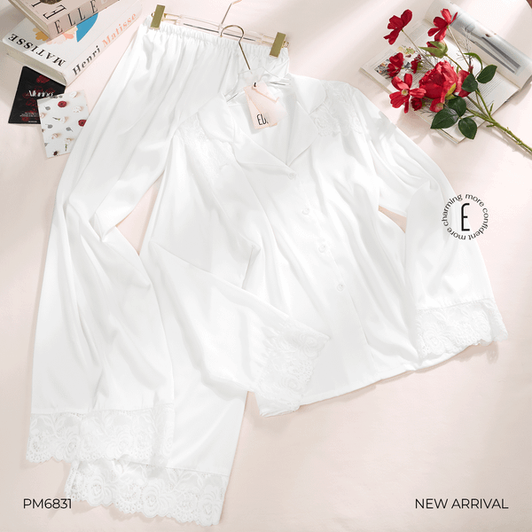  BỘ PYJAMA DÀI PHỐI REN VAI PM6831 