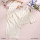  Serene PM6834  - Pyjama dài lụa satin phối ren (PM23) 