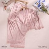  Serene PM6834  - Pyjama dài lụa satin phối ren (PM23) 