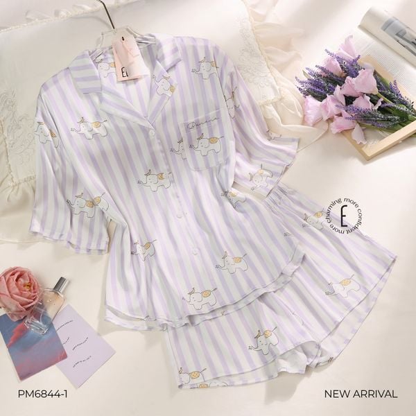  BỘ PYJAMA NGẮN HỌA TIẾT KẺ SỌC PM6844-1 