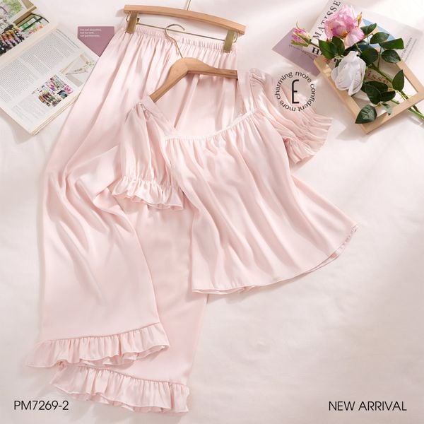  Soleil Pyjama PM7269-2 - Bộ lụa cổ vuông bèo 