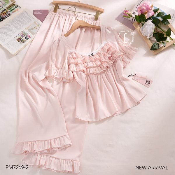  Soleil Pyjama PM7269-2 - Bộ lụa cổ vuông bèo 