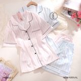  Pyjama lụa ngắn sọc PM8063-1 