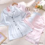  Pyjama lụa quần dài tay ngắn sọc PM8063-2 