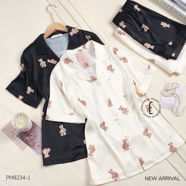  Pyjama lụa ngắn bear PM8234-1 