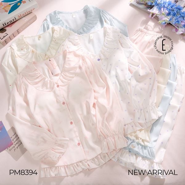  BỘ PYJAMA TAY DÀI CỔ BÈO HỌA TIẾT PM8394 
