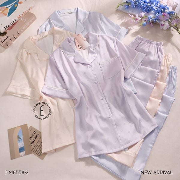  Pyjama lụa trơn dài PM8558-2 