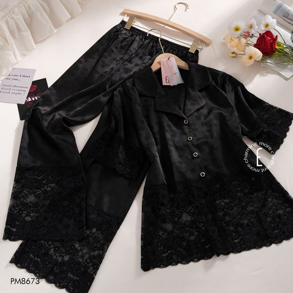  BỘ NGỦ DÀI MẶC NHÀ PHỐI REN PM8673 