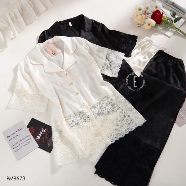  Pyjama dài phối ren PM8673 