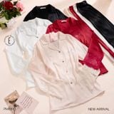  Xuân Nghênh - PM8830 - Pyjama dài lụa satin mềm phối ren ép đá 