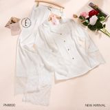  Xuân Nghênh - PM8830 - Pyjama dài lụa satin mềm phối ren ép đá 