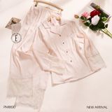  Xuân Nghênh - PM8830 - Pyjama dài lụa satin mềm phối ren ép đá 