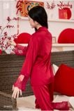  Xuân Nghênh - PM8830 - Pyjama dài lụa satin mềm phối ren ép đá 