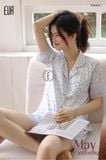  Pyjama lụa satin phối ren hoạ tiết beo ngắn PM9498-1 