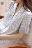  Pyjama lụa satin phối ren hoạ tiết beo ngắn PM9498-1 